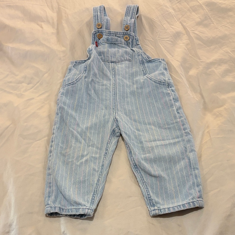 Levi's Light Blue Rainbow Railroad Stripe Overalls